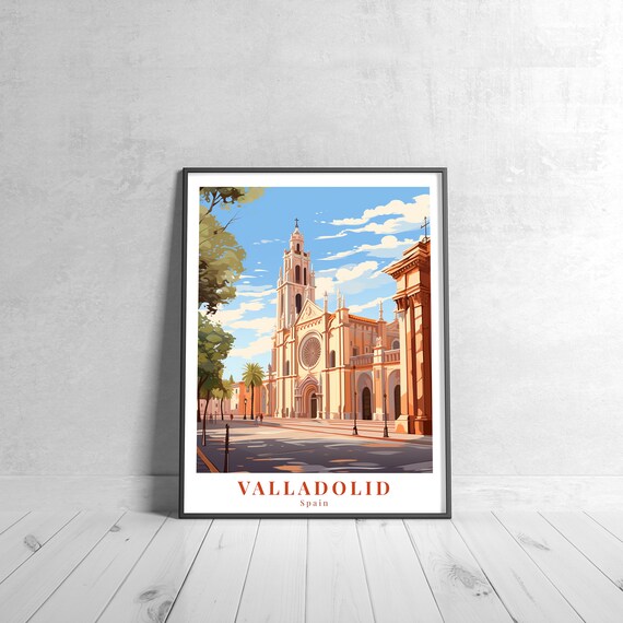 Valladolid Vintage Travel Poster, Retro Spain