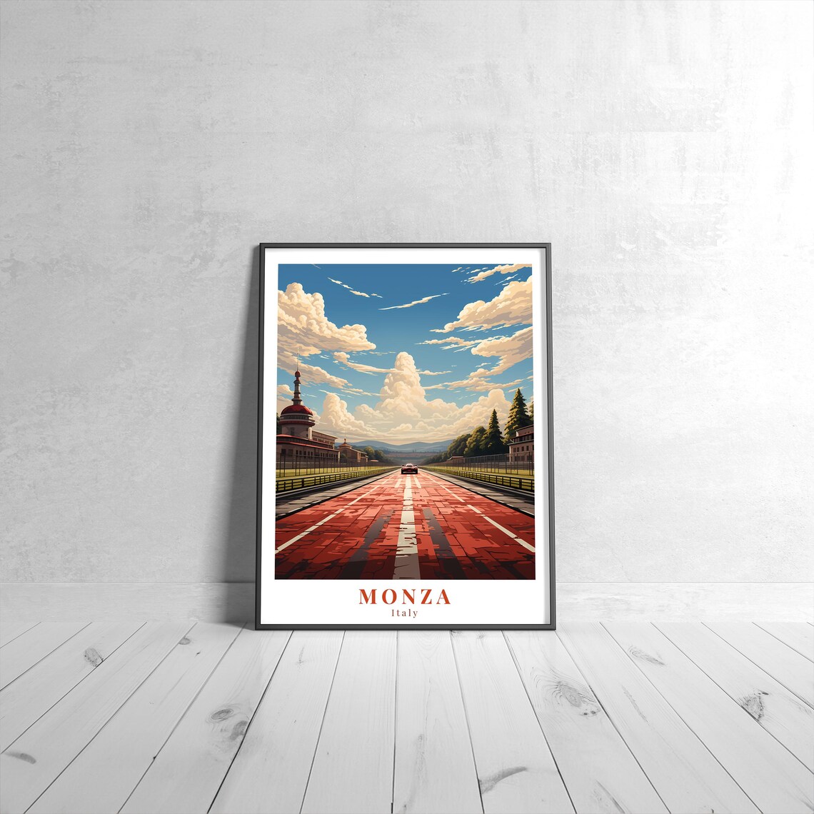 Monza Vintage Travel Poster, Italy Art Print