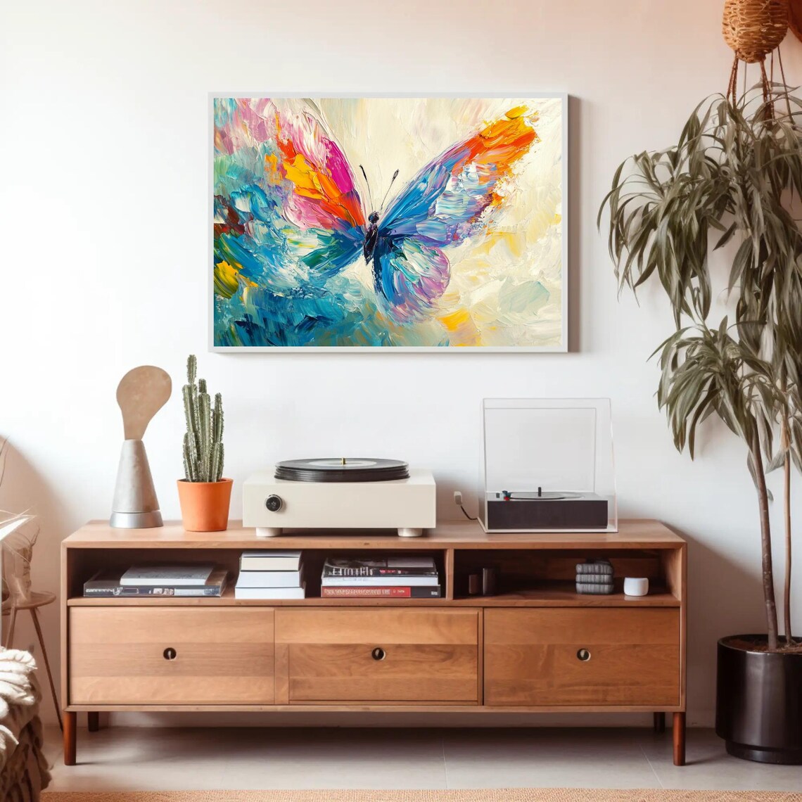 Colorful Butterfly Impasto Oil Painting Nature Flower Decor Poster - Image 2