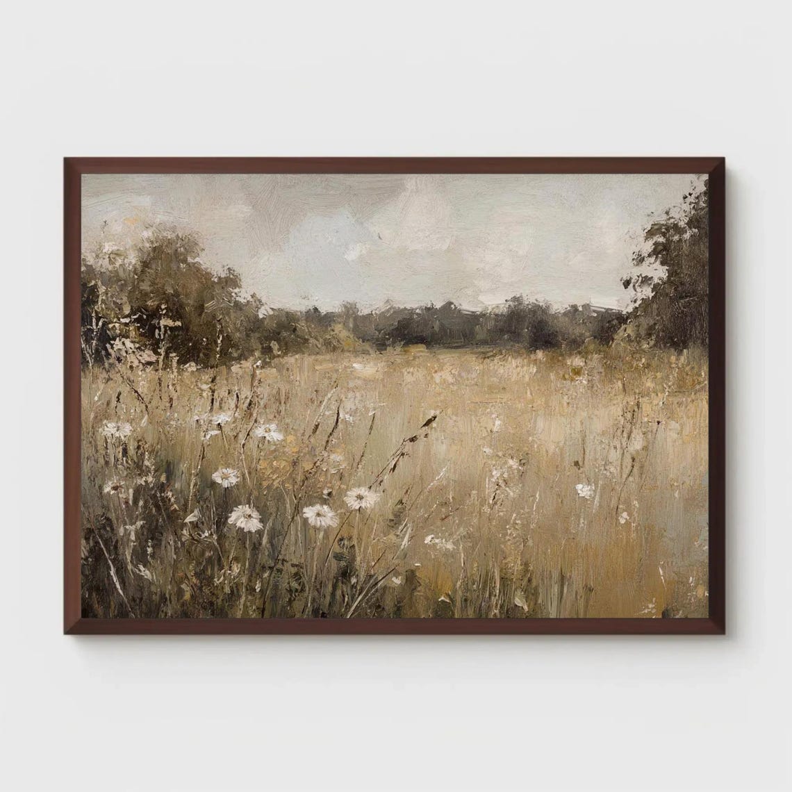 Wildflower Field Landscape Wall Art Vintage Landscape Oil Painting Country Field Wall Art Print Art Prints Ai Art