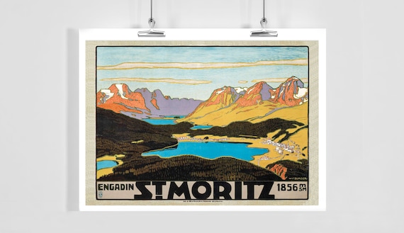 St Moritz Engadin Vintage Travel Poster