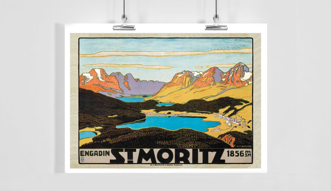 St Moritz Engadin Vintage Travel Poster