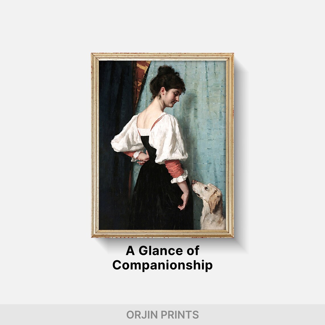 Elegant Woman With Loyal Dog Classic Oil Portrait Vintage Art Poster - Image 2