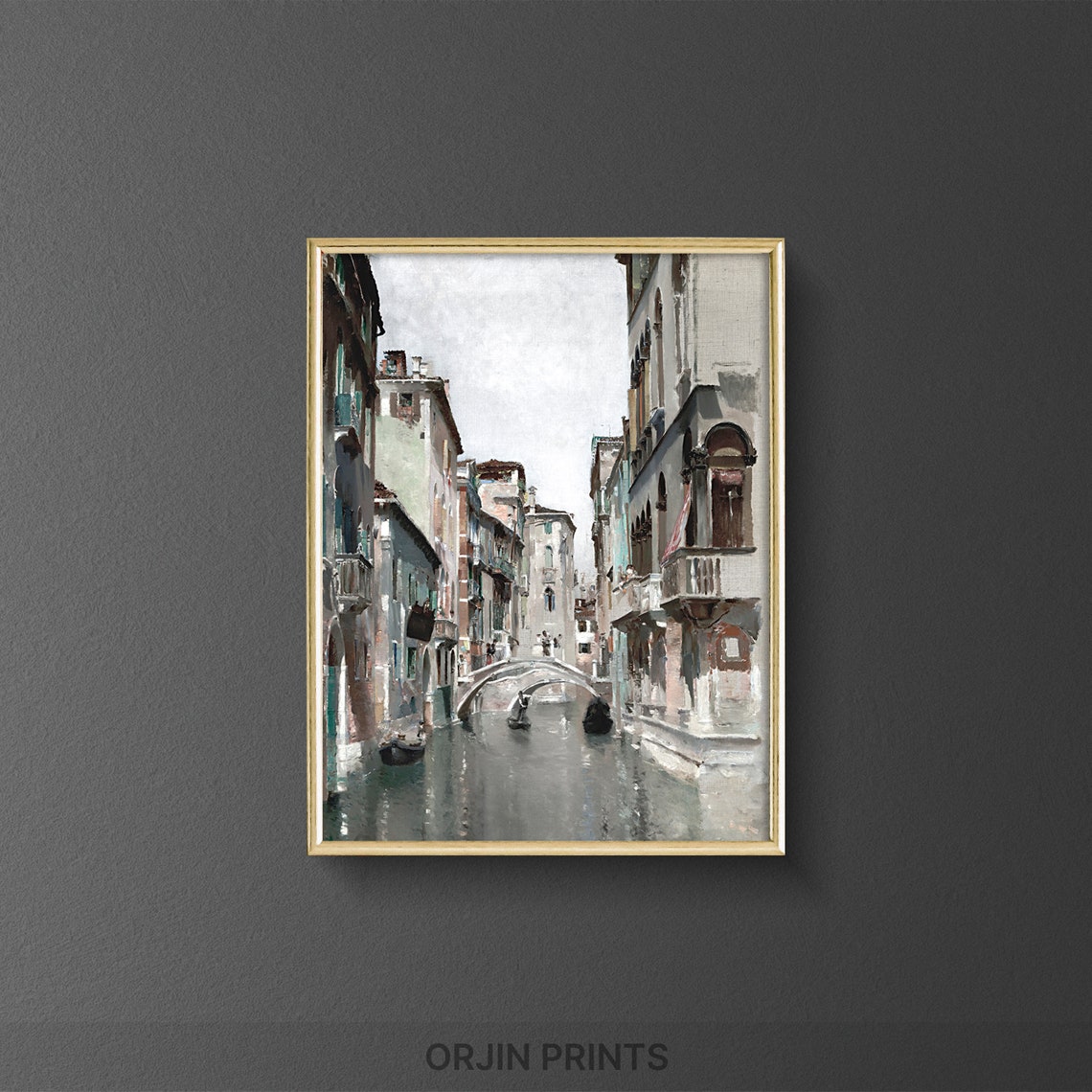 Venice Canal Bridge Gondolas Impressionist Cityscape Art Poster