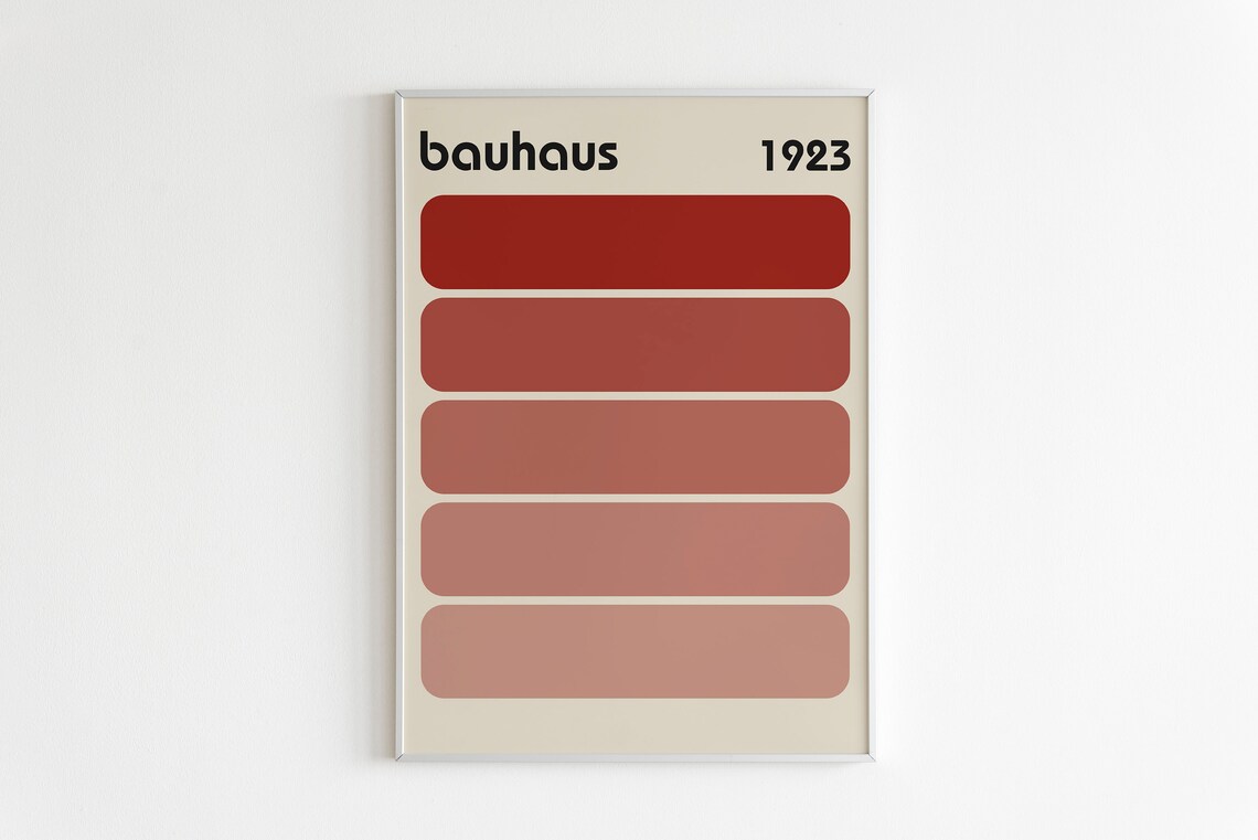 Bauhaus 1923 Terracotta Gradient Bars Minimalist Abstract Art Poster