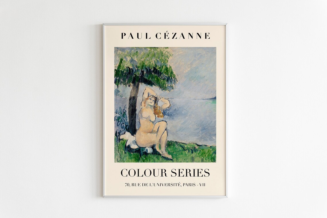 Paul Cezanne Colour Series Bather Nude Tree Waterside Exhibition Poster