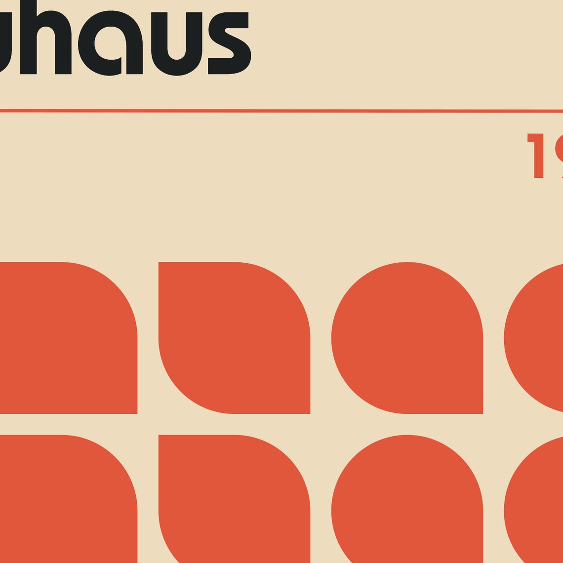 Bauhaus 1919 Orange Geometric Grid Pattern Minimalist Abstract Poster - Image 3
