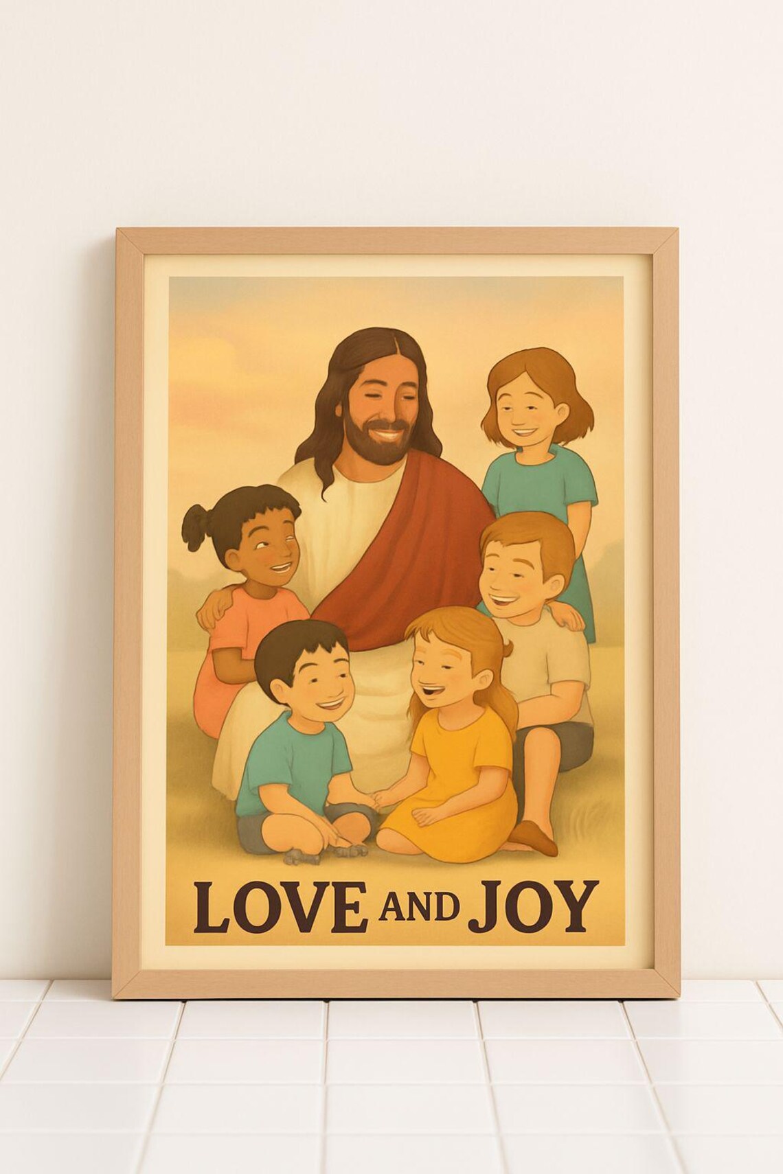 Jesus With Children Love And Joy Warm Christian Faith Art Poster