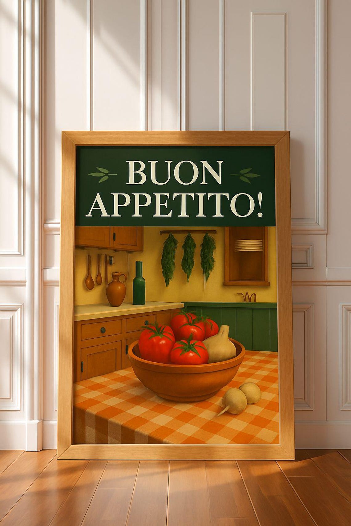 Buon Appetito Italian Country Kitchen Tomato Bowl Vintage Poster