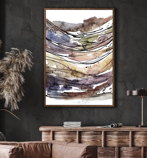 Neutral Color Modern Watercolor Abstract, Art Print