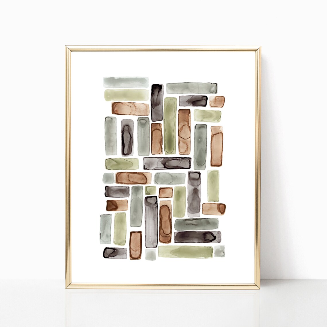 Neutral Watercolor Abstract Blocks, Minimalist Geometric Art