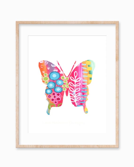 Colorful Butterfly Art Print, Kids Nursery Decor
