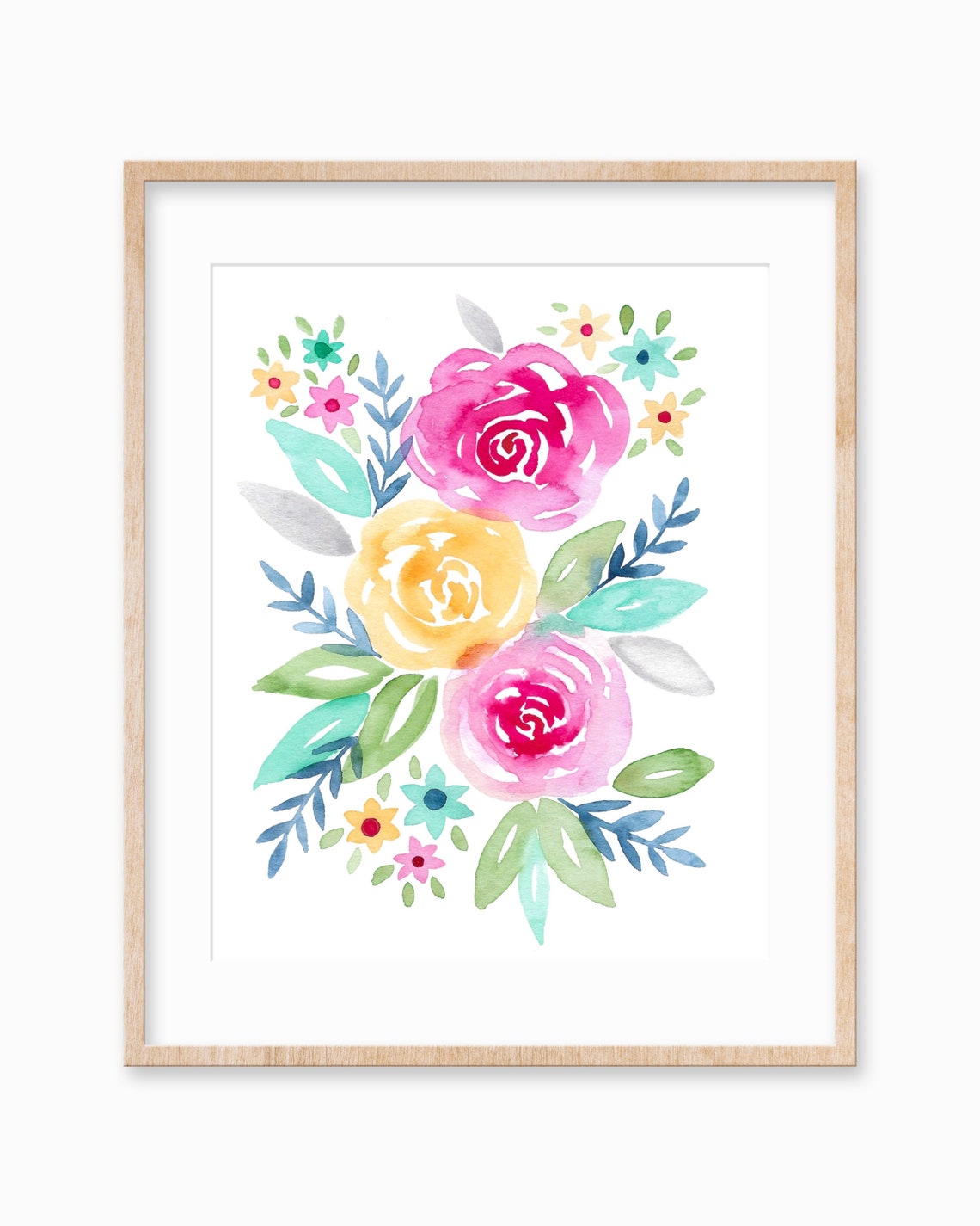 Watercolor Floral Art Print, Nursery Kids Baby Room