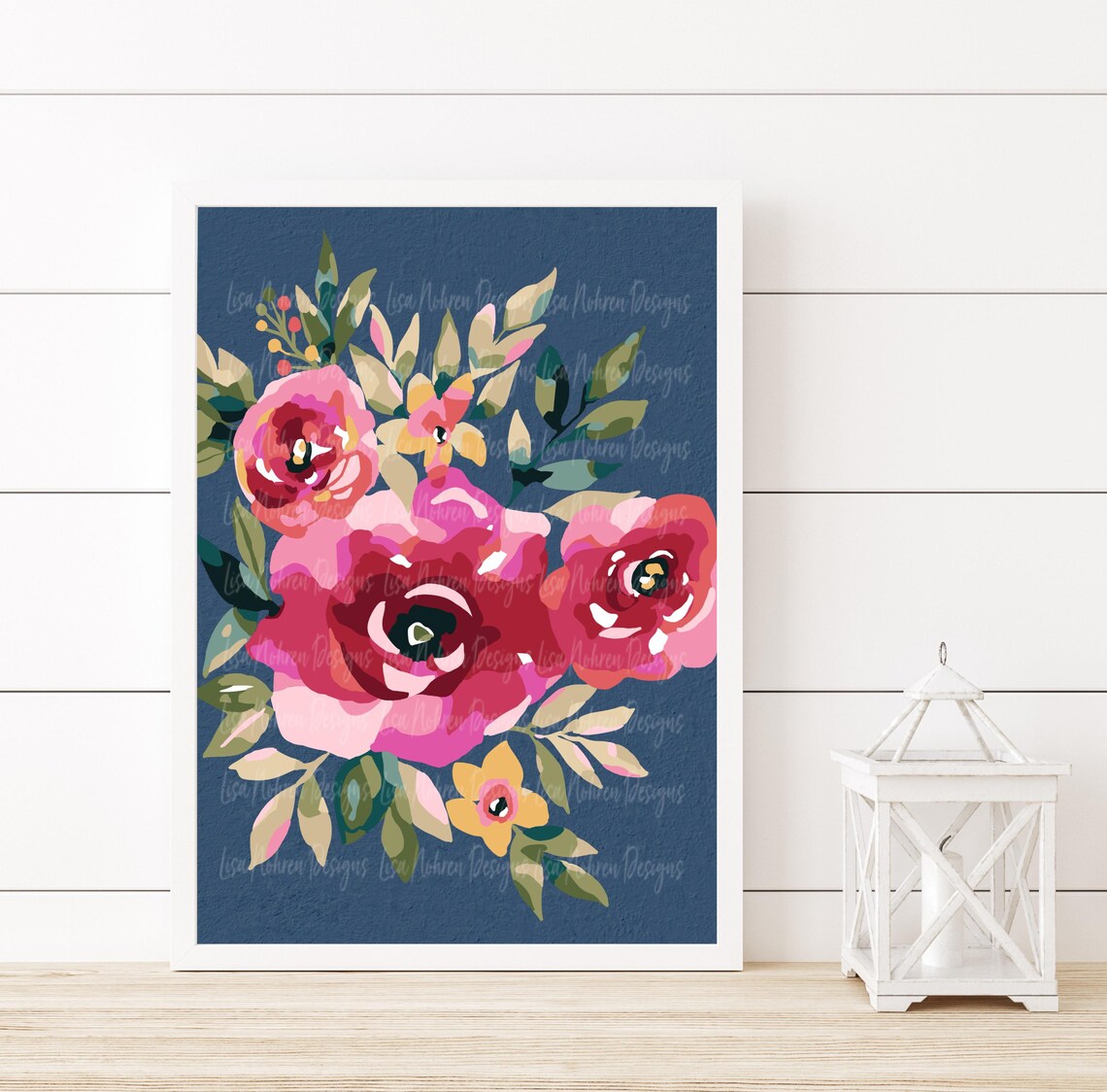 Floral Roses Illustration, Botanical Nursery Decor