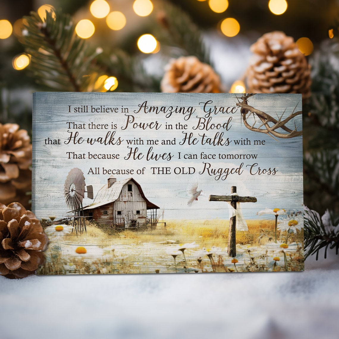 I Still Believe In Amazing Grace Rustic Barn Rugged Cross Poster - Image 3