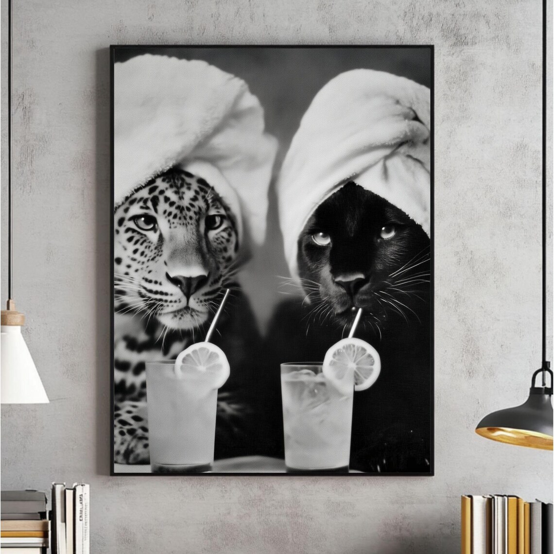 Leopard And Cheetah Cocktail Animal Art Print
