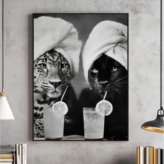 Leopard And Cheetah Cocktail Animal Art Print
