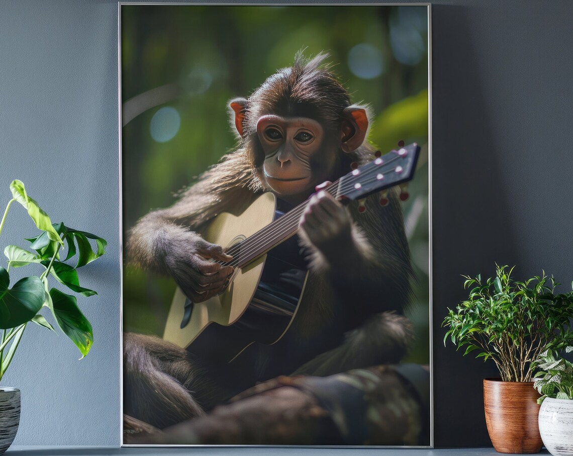 Monkey Print, Funny Animal Music Gift