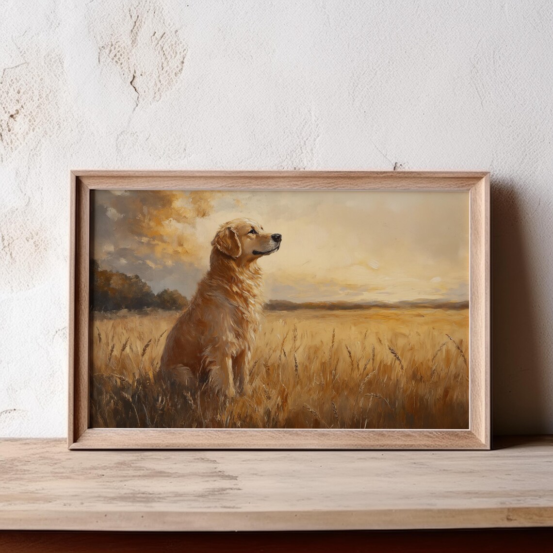 Golden Retriever Painting Dog In Wheat Field Sunset Art Print - Image 4