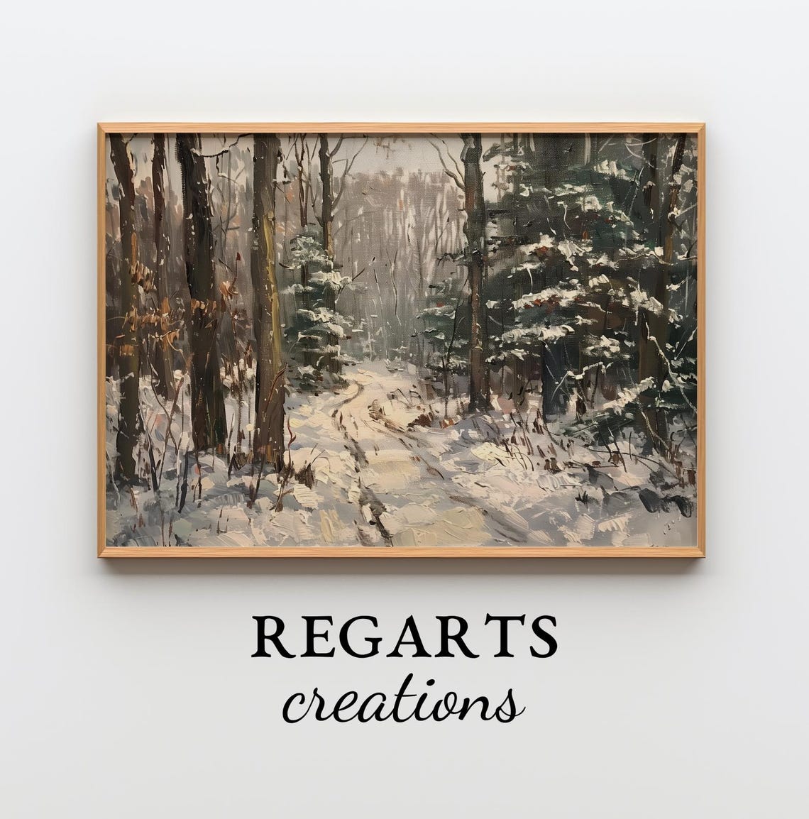 Winter Forest Scene Art Moody Wall Art Large Wall Art Prints Winter Art Art Regarts - Image 3