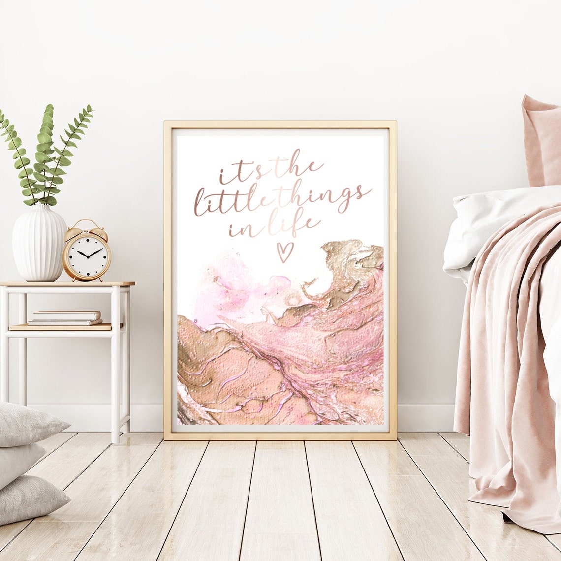 Its the Little Things in Life Quote Blush Pink Marble Wall Poster