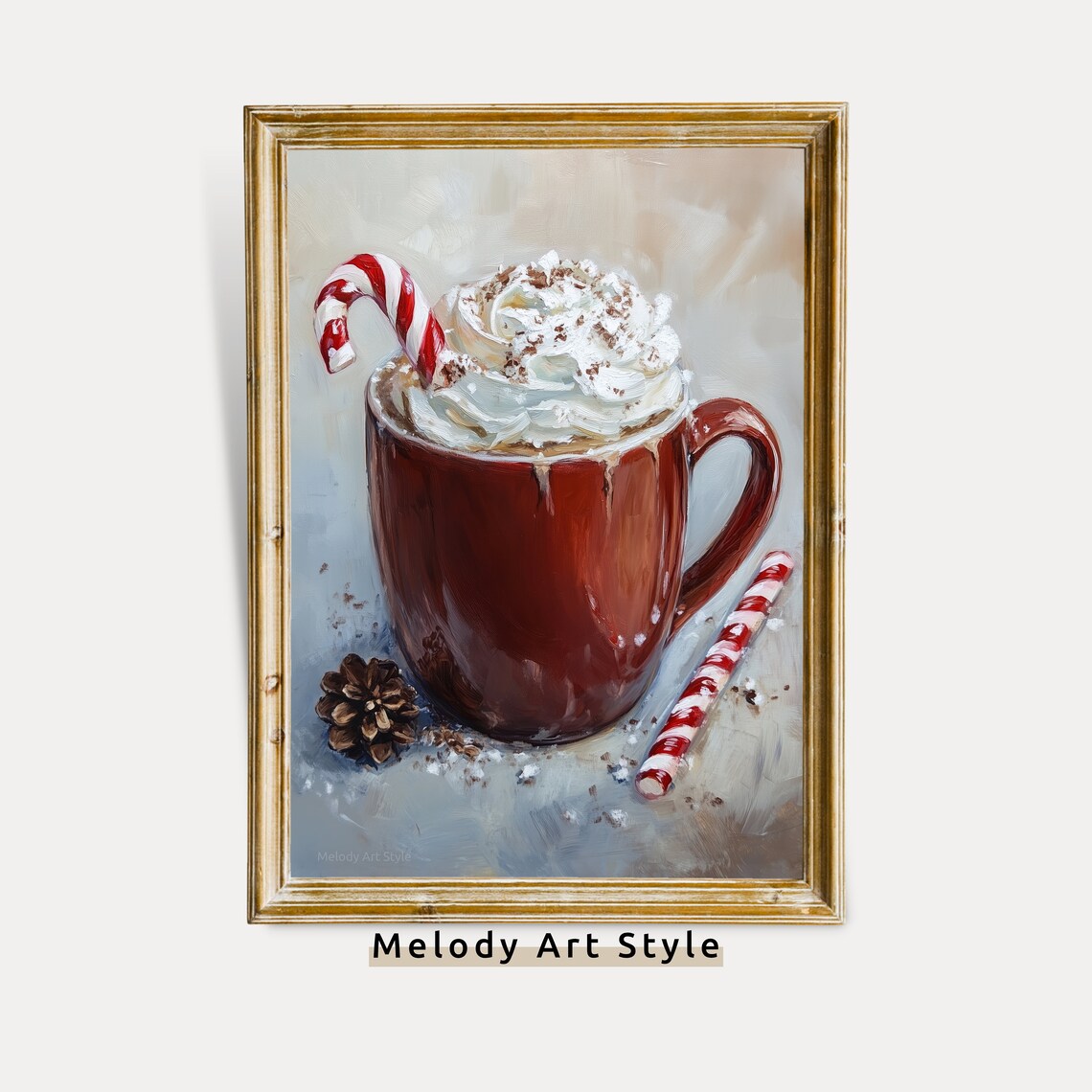 Christmas Hot Cocoa Art Print, Festive Mug Drink