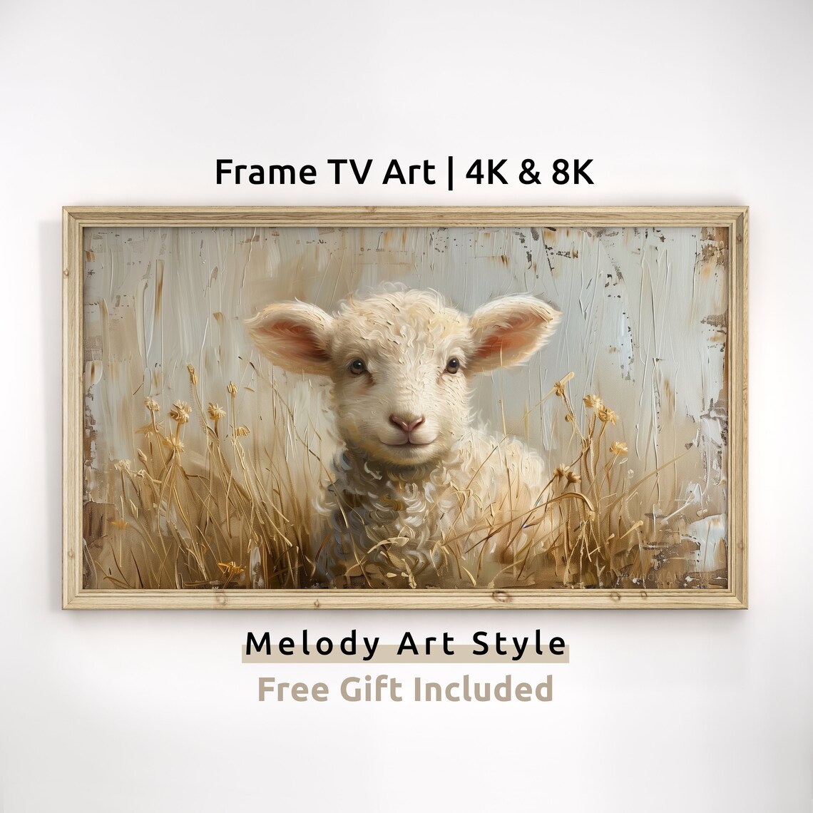 Vintage Lamb Oil Painting, Easter Religious Art Print