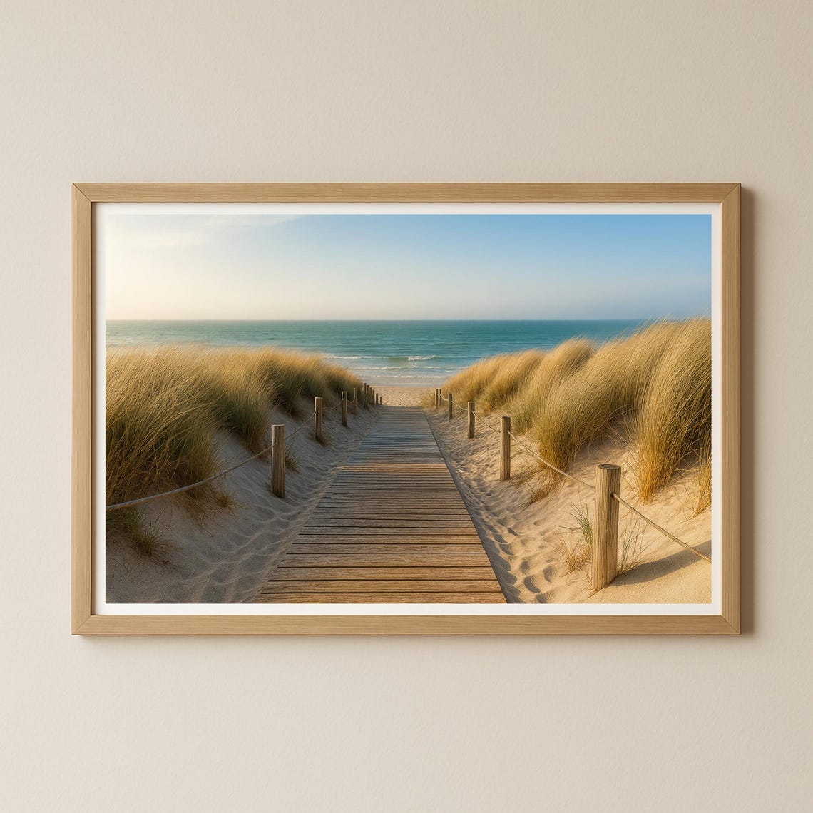 Wooden Boardwalk through Dunes to the Beach Coastal Photo Poster