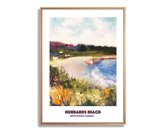 Hubbards Beach Nova Scotia Canada Pastel Watercolor Travel Poster