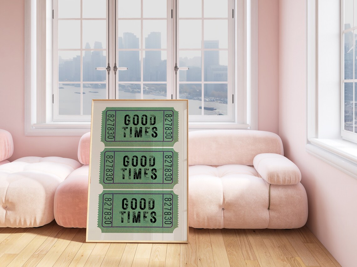 Good Times Ticket Green Aesthetic Wall Art Print - Image 2
