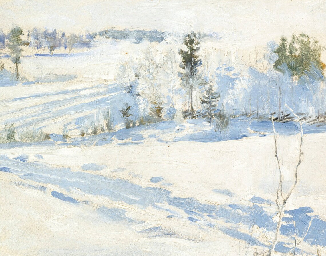 Winter Painting Vintage Art Winter Decor Landscape Painting Snow Painting Winter Art Print Winter Landscape Art - Image 3