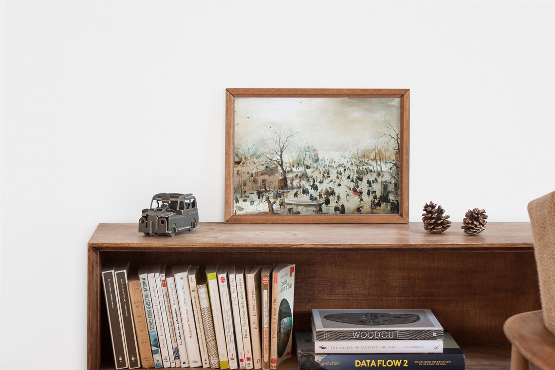 Christmas Village Vintage Winter Landscape Art Print - Image 2