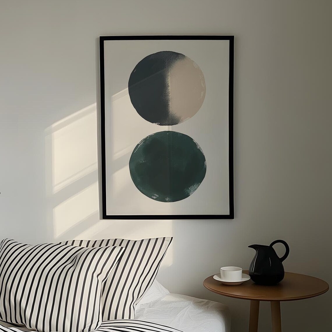 Minimalist Stacked Ink Circles Black Green Abstract Art Poster - Image 5