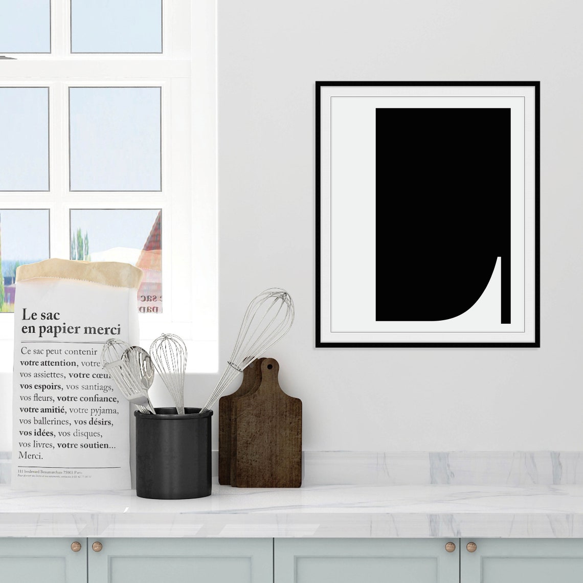 Monogram Initials Black and White Letter Wall Art Gallery Set - Image 2