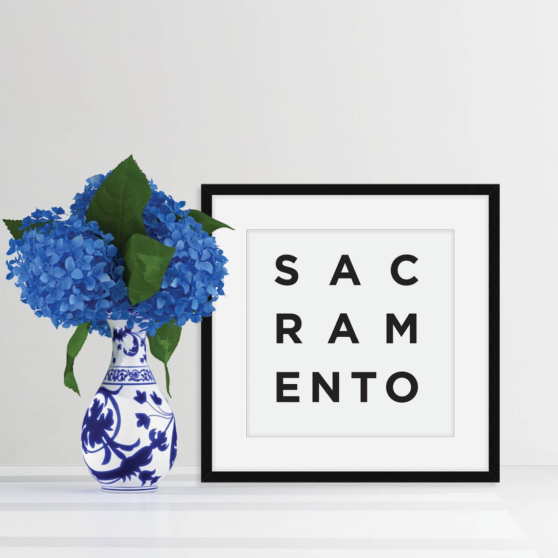 Sacramento Block Letter Typography Minimalist City Art Poster - Image 3