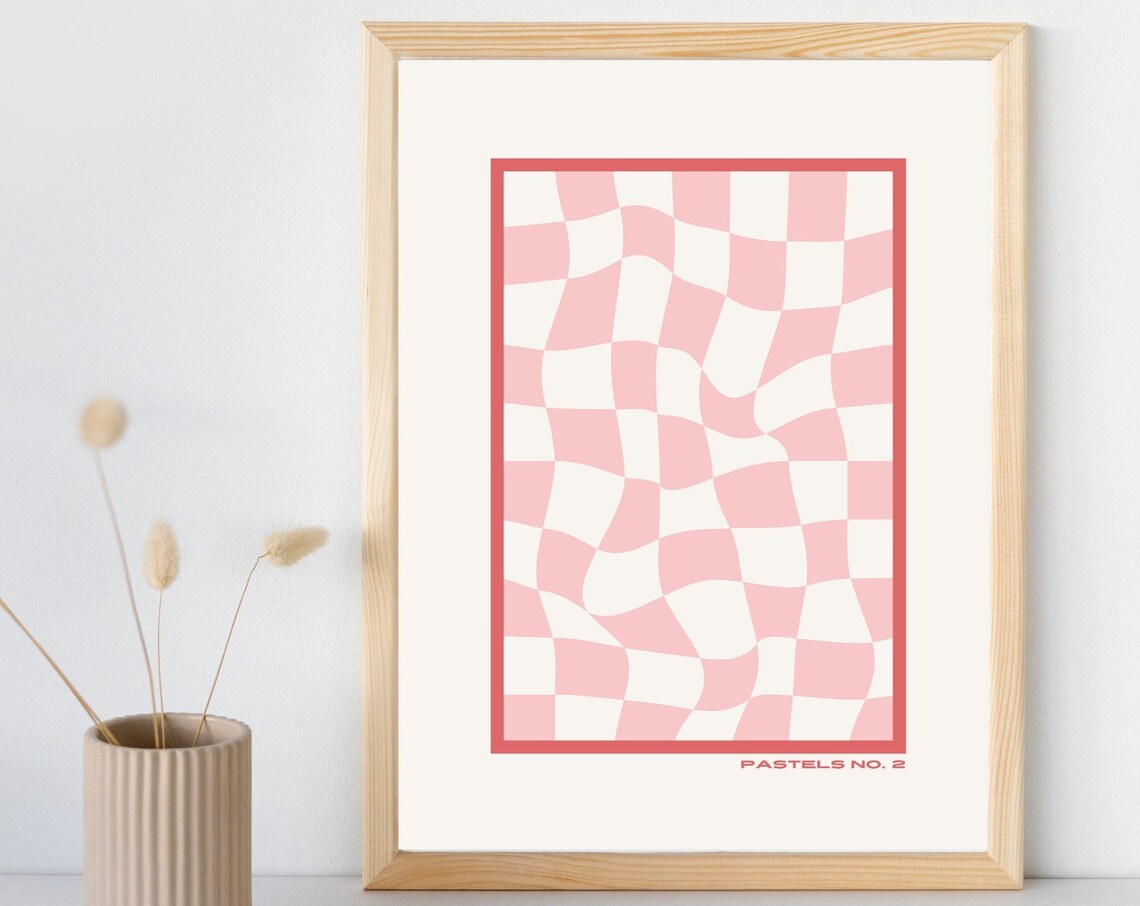 Pastels No 2 Retro Checkered Print, Preppy Decor - Image 6