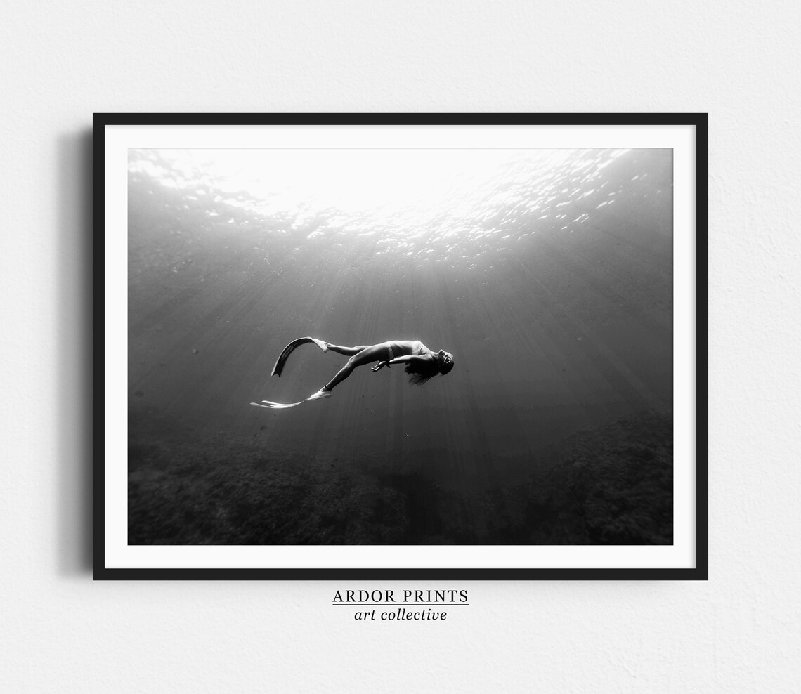 Graceful Woman Snorkeling In Ocean, Vintage Poster