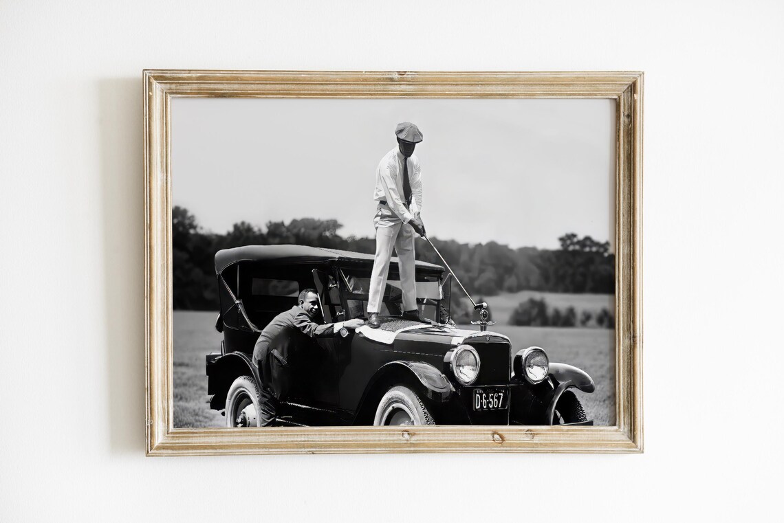 Golfer Teeing On Car, Vintage Golf Poster - Image 3
