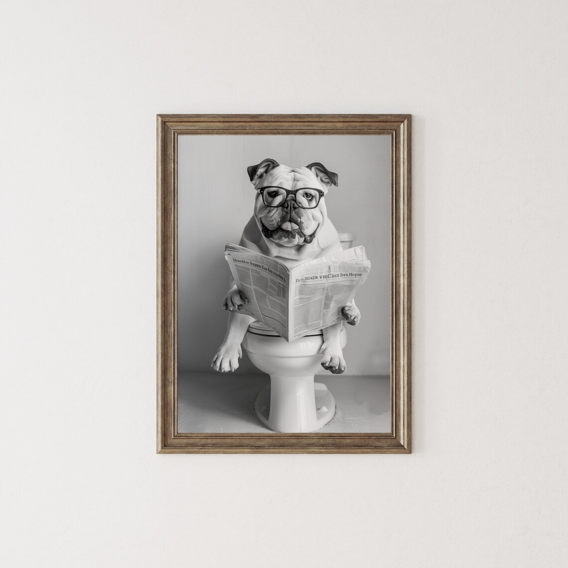 Bulldog Sitting On Toilet, Funny Dog Bathroom Art Print - Image 2