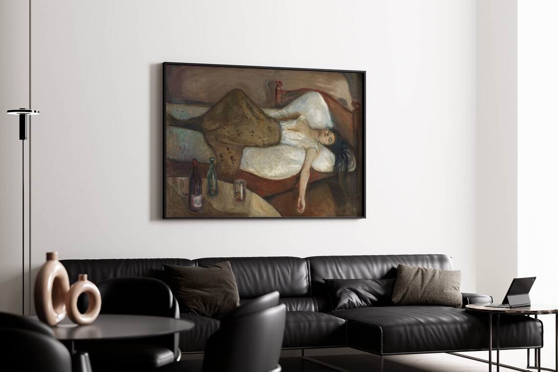 Woman Reclining After Big Night Out Vintage Oil Painting Print - Image 2