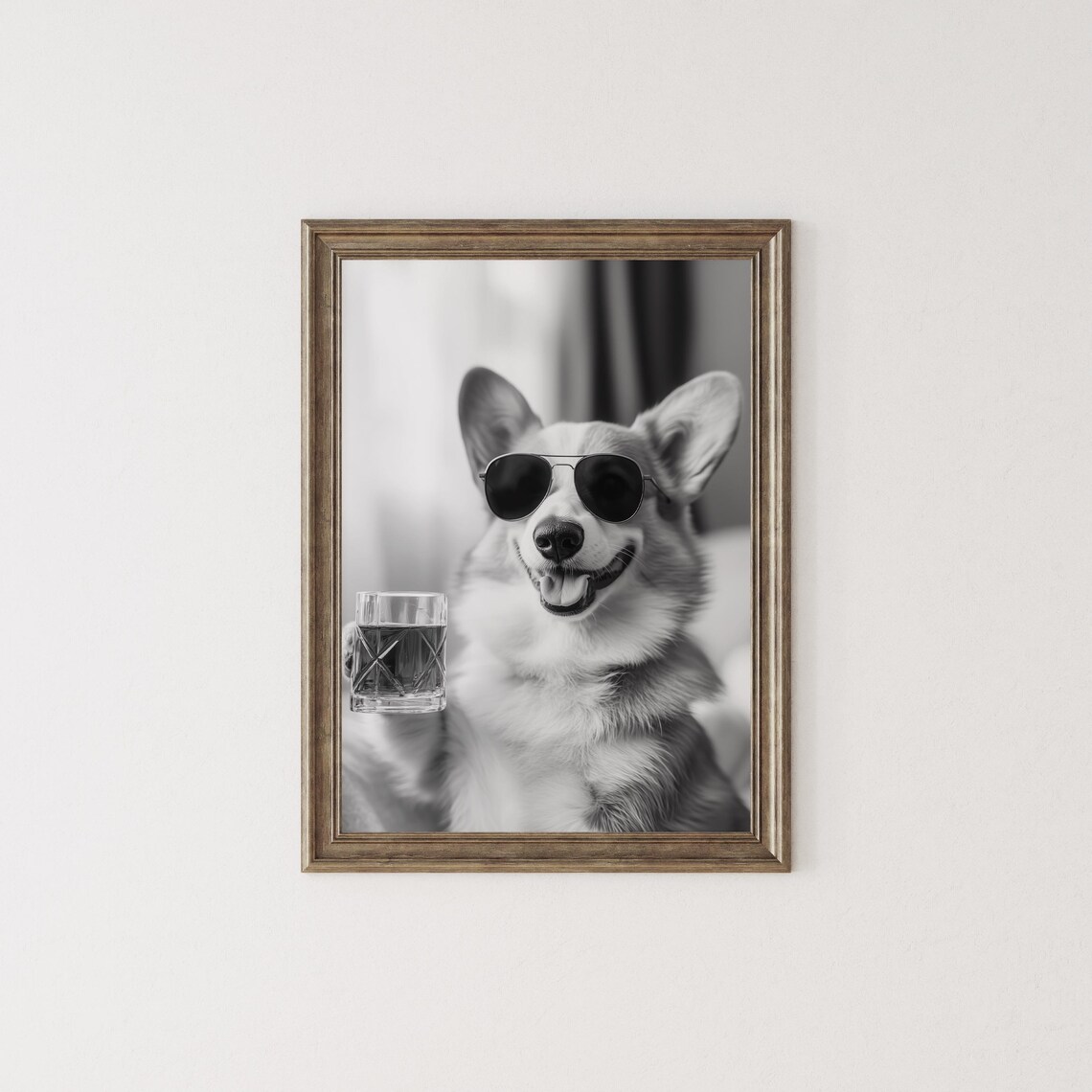 Corgi Drinking Whiskey Art Print, Funny Bar Cart Decor - Image 2