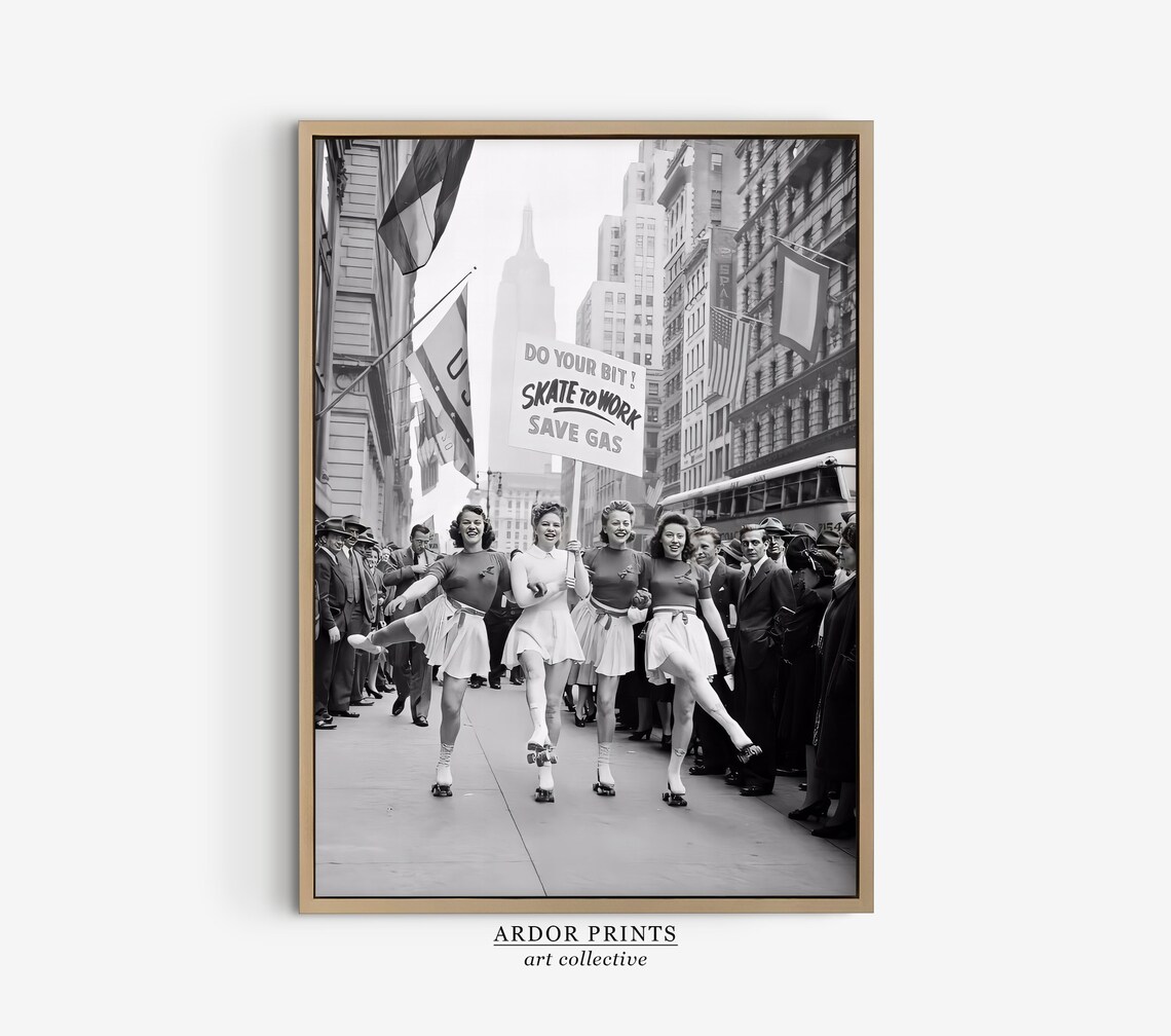 New York City 1940s Vintage Roller Skates Art Print - Image 4