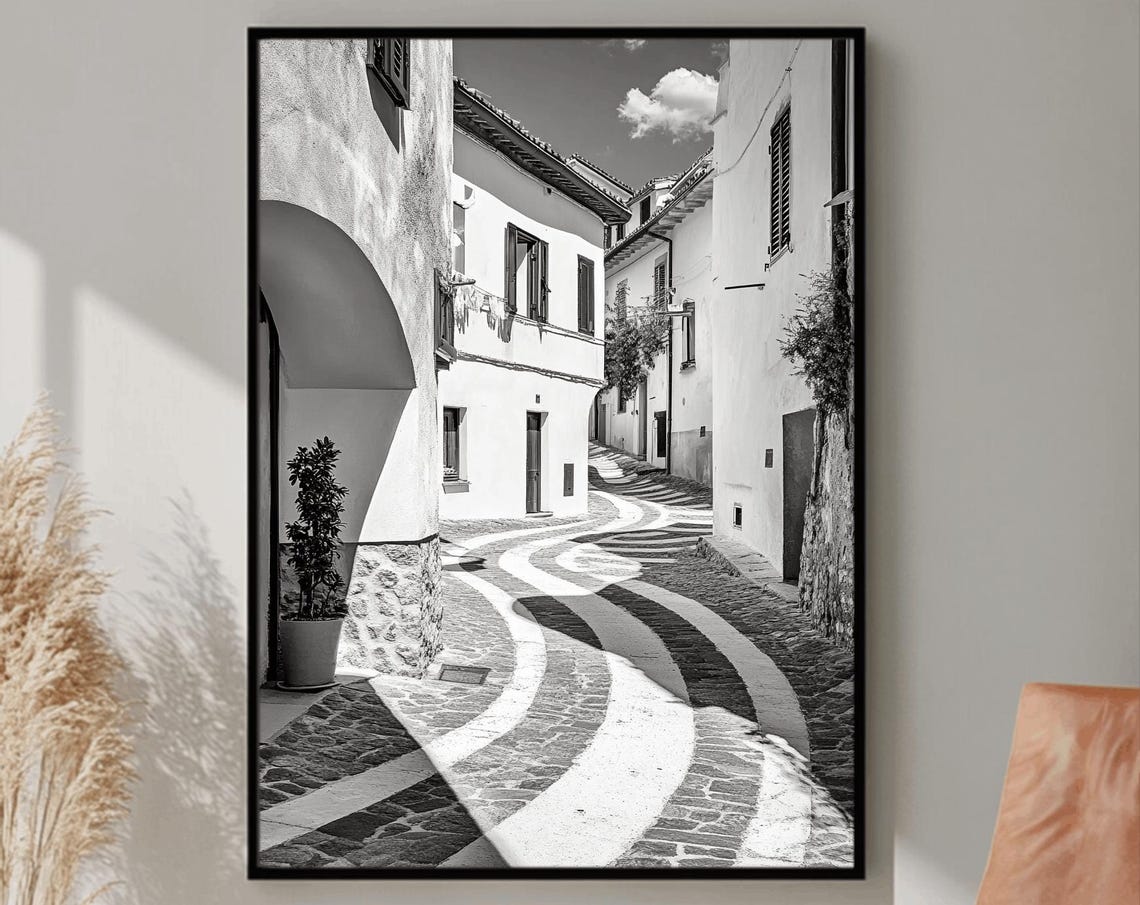 Italy Wall Art Black And White Italian Print Italian Landscape Print Mediterranean Travel Art Historic Italy Poster Architecture Photo