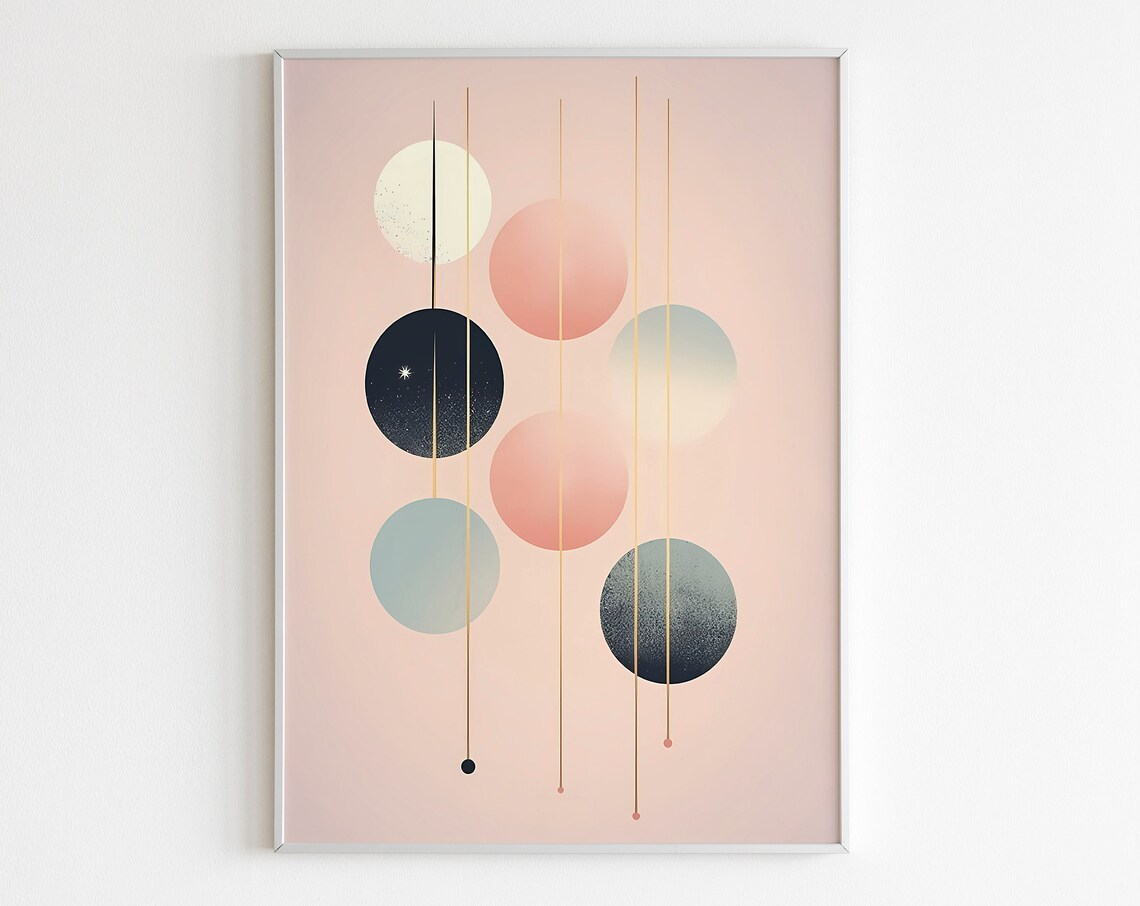 Pastel Pink Minimalist Moon Phase Circles Celestial Dream Poster