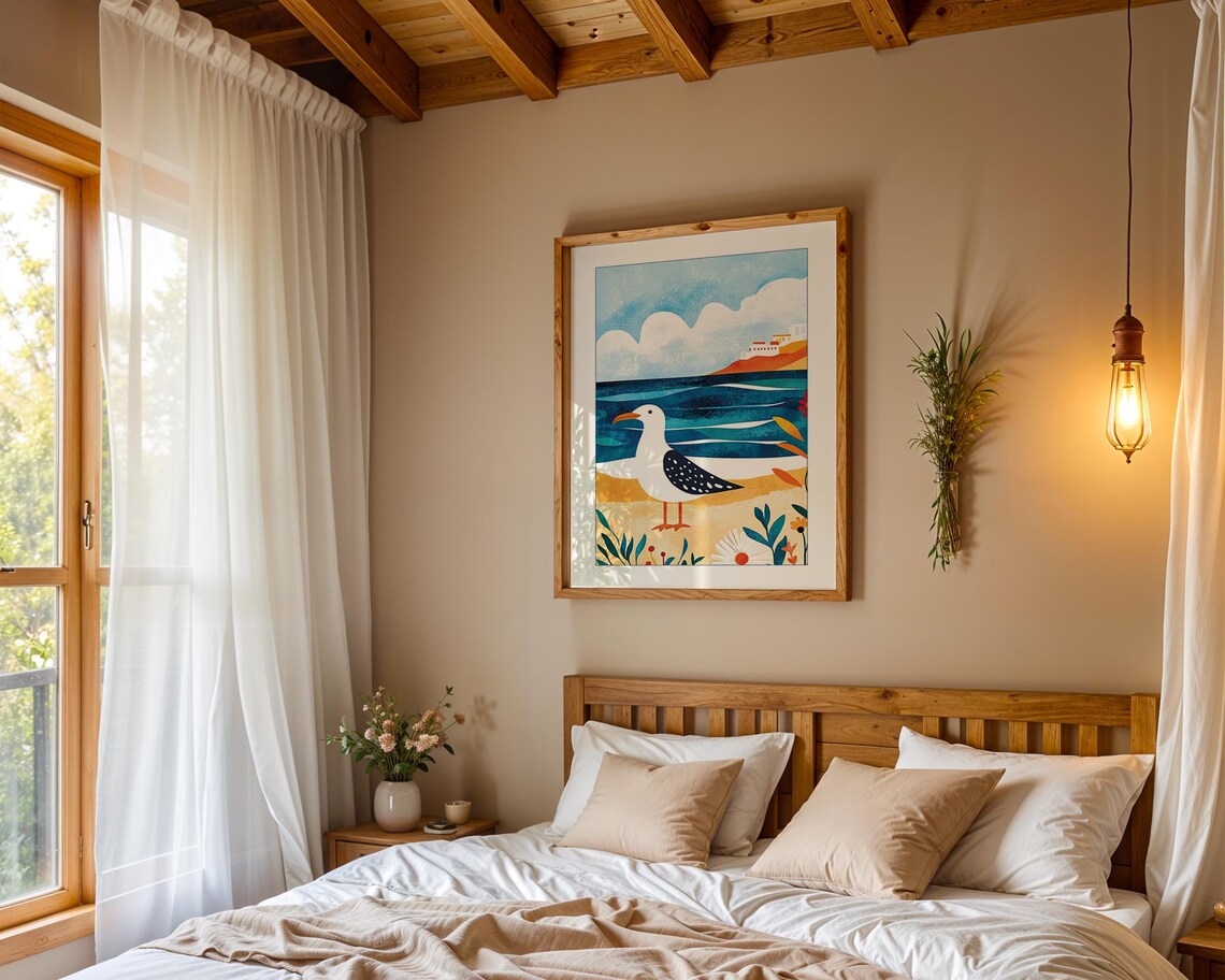 Seagull Beach - Mediterranean Shoreline Art - Image 4