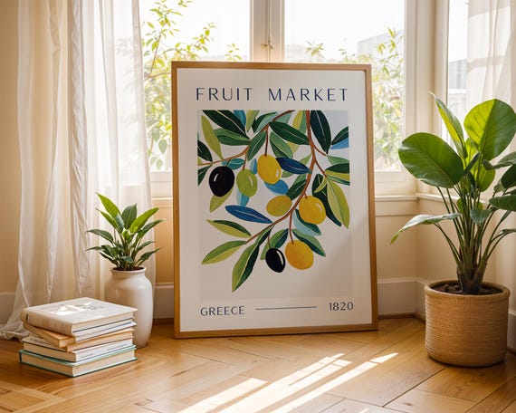 Greek Olive Market - Vintage Botanical Poster