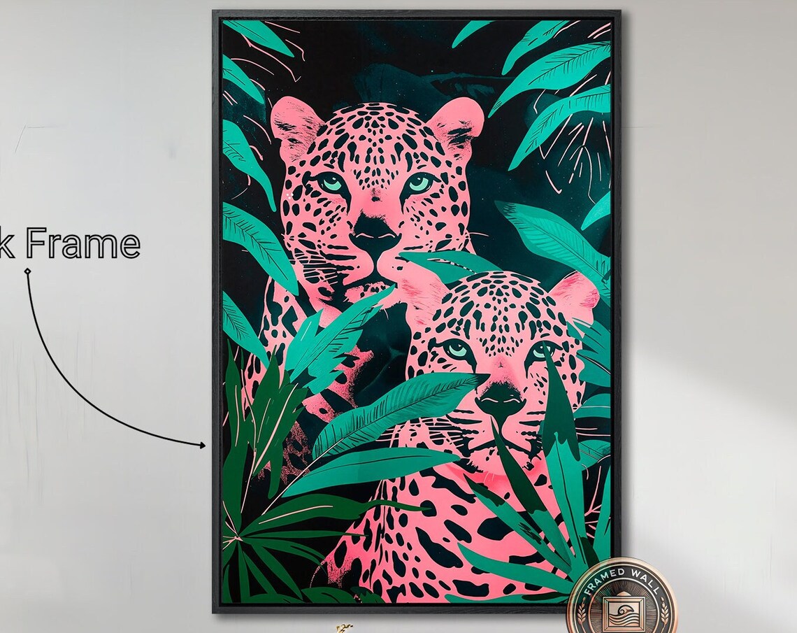 Vibrant Jungle Leopards, Tropical Wildlife Art Print