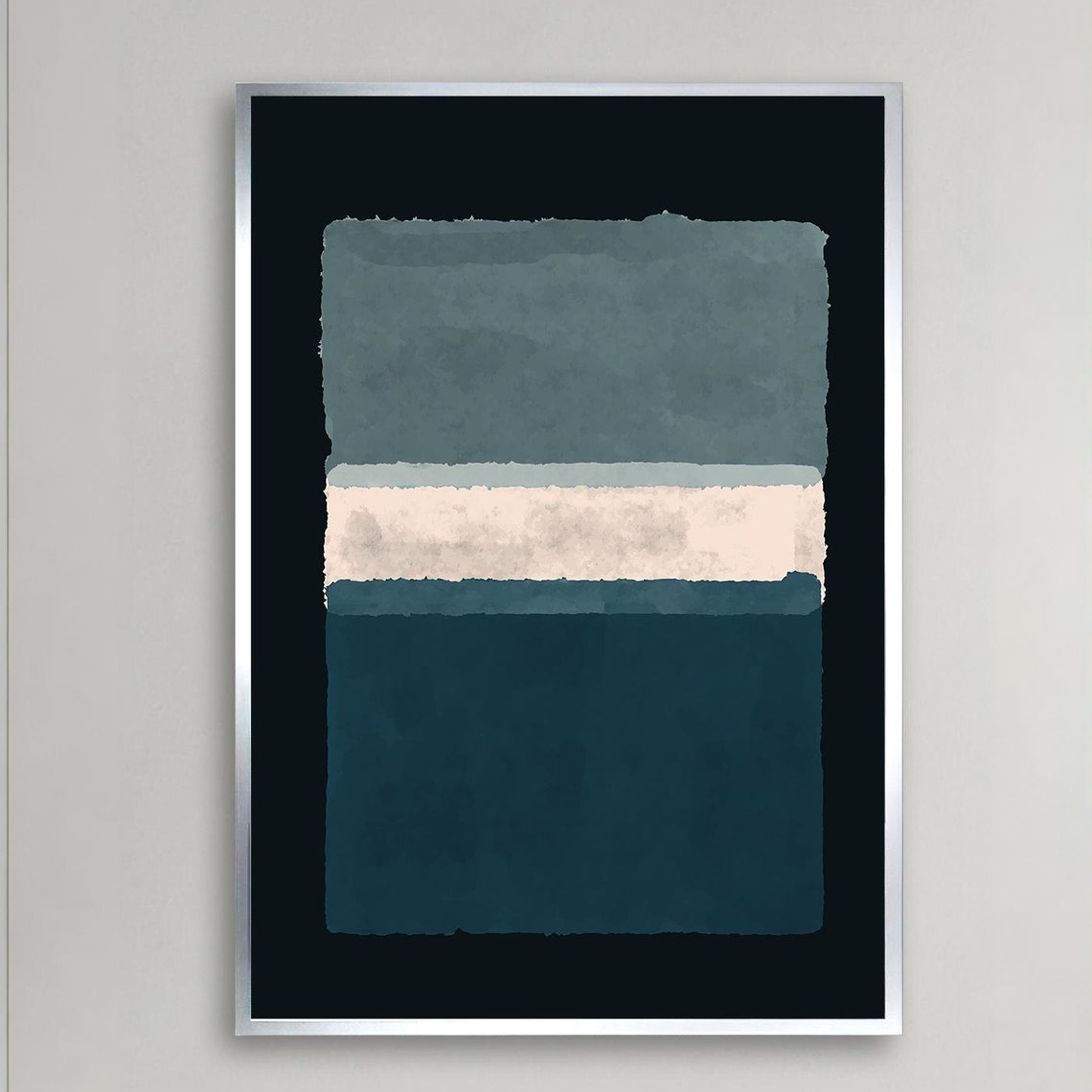 Rothko Style Slate Cream Teal Color Field Abstract Modern Poster