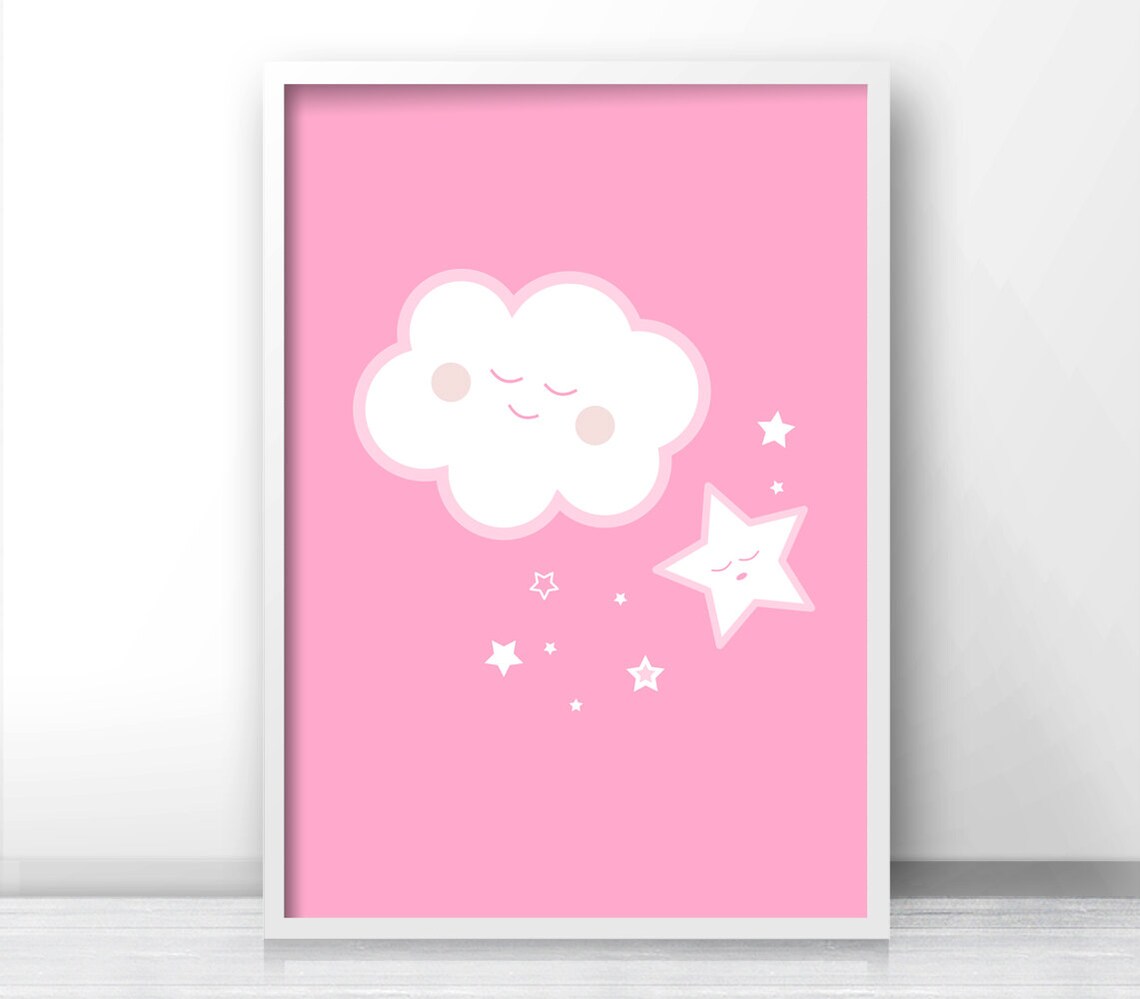 Pink Cloud Nursery Wall Art Print for Girl's Room - Image 3