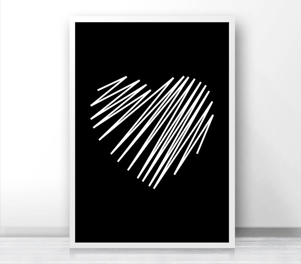 Black And White Heart Art Print, Modern Wall Decor - Image 4